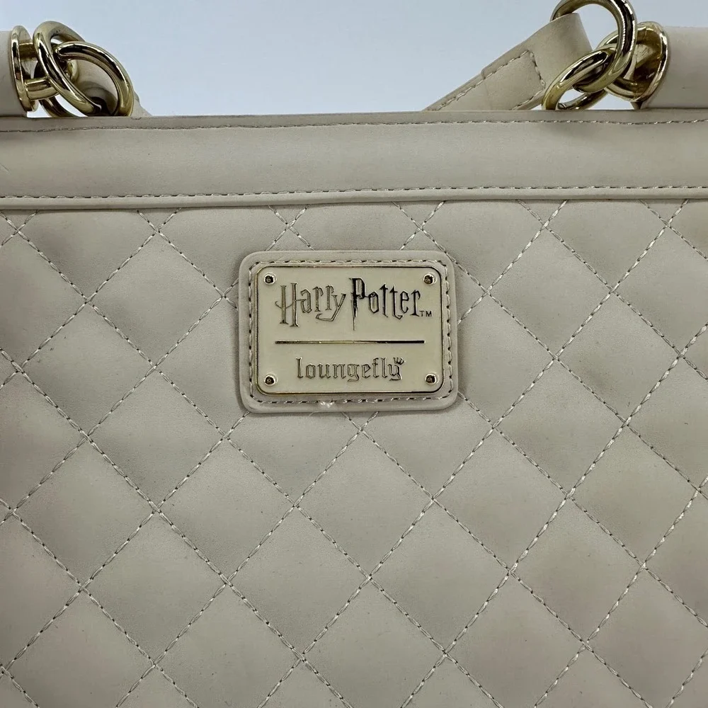 Loungefly Harry Potter Golden Egg Quilted Cream Satchel Crossbody Bag